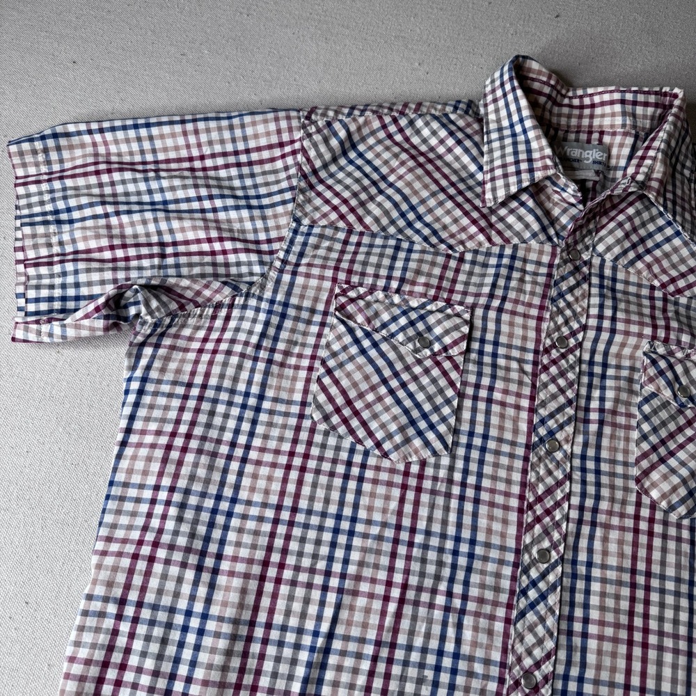Wrangler Wrancher Mens Short Sleeve Western Pearl Snap Shirt Estimated Size XL